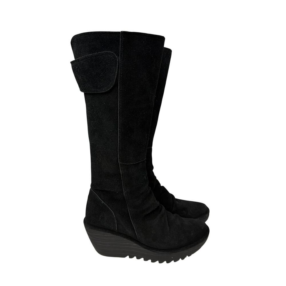 Fly London Boots Womens Size 9 Yulo Knee High Wedge Platform Suede 40